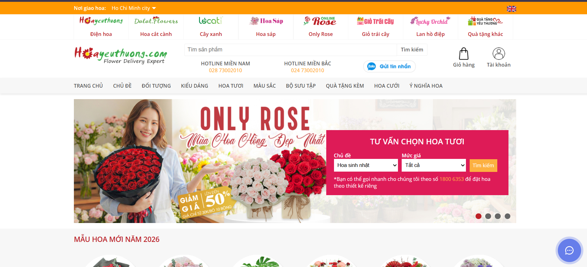Mẫu website Shop bán hoa