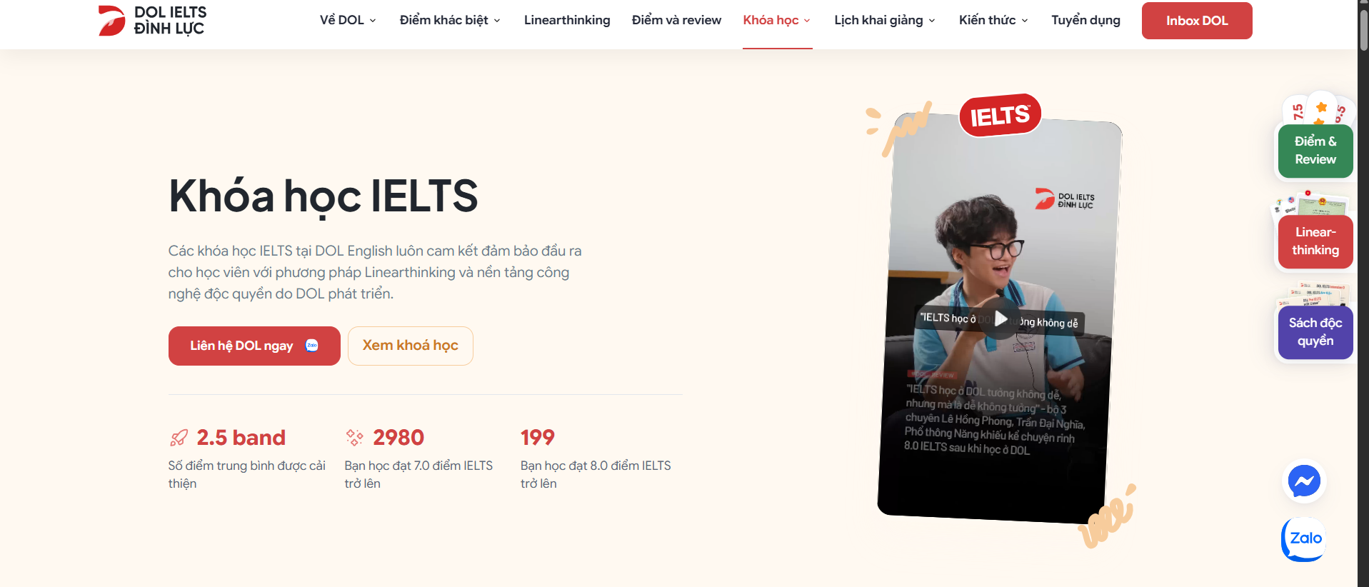 Dự án Website khóa học IELTS - Hoàng Hưng Web