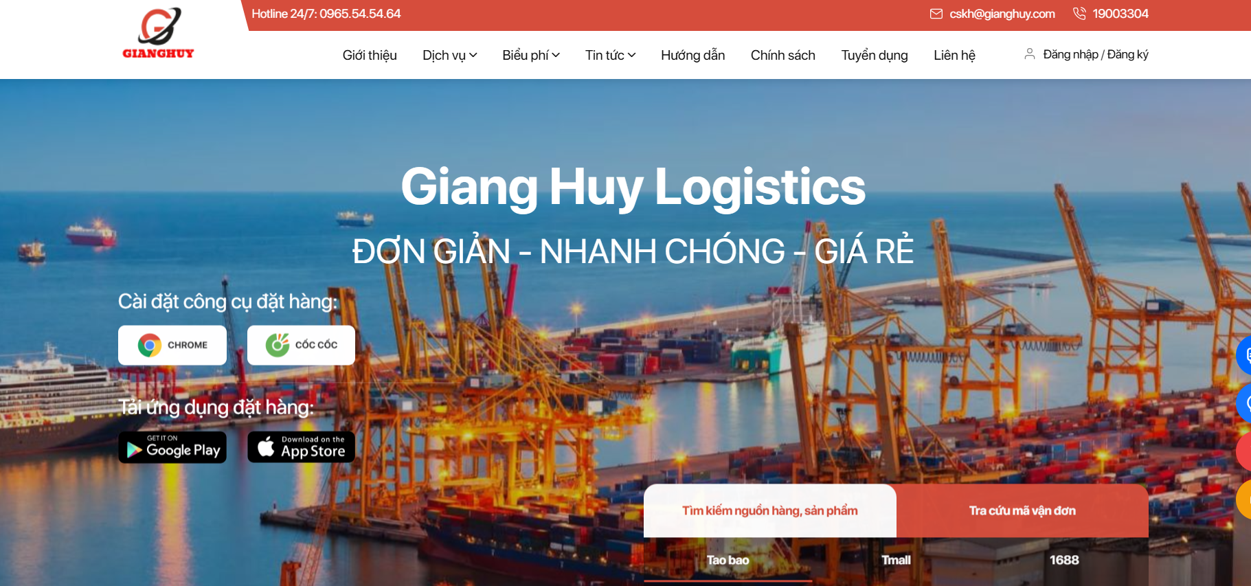 Dự án Website vận tải, logistics - Hoàng Hưng Web