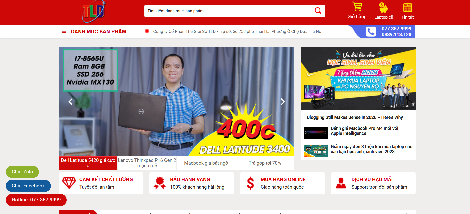 Dự án Website bán laptop, điện thoại, đồ công nghệ - Hoàng Hưng Web